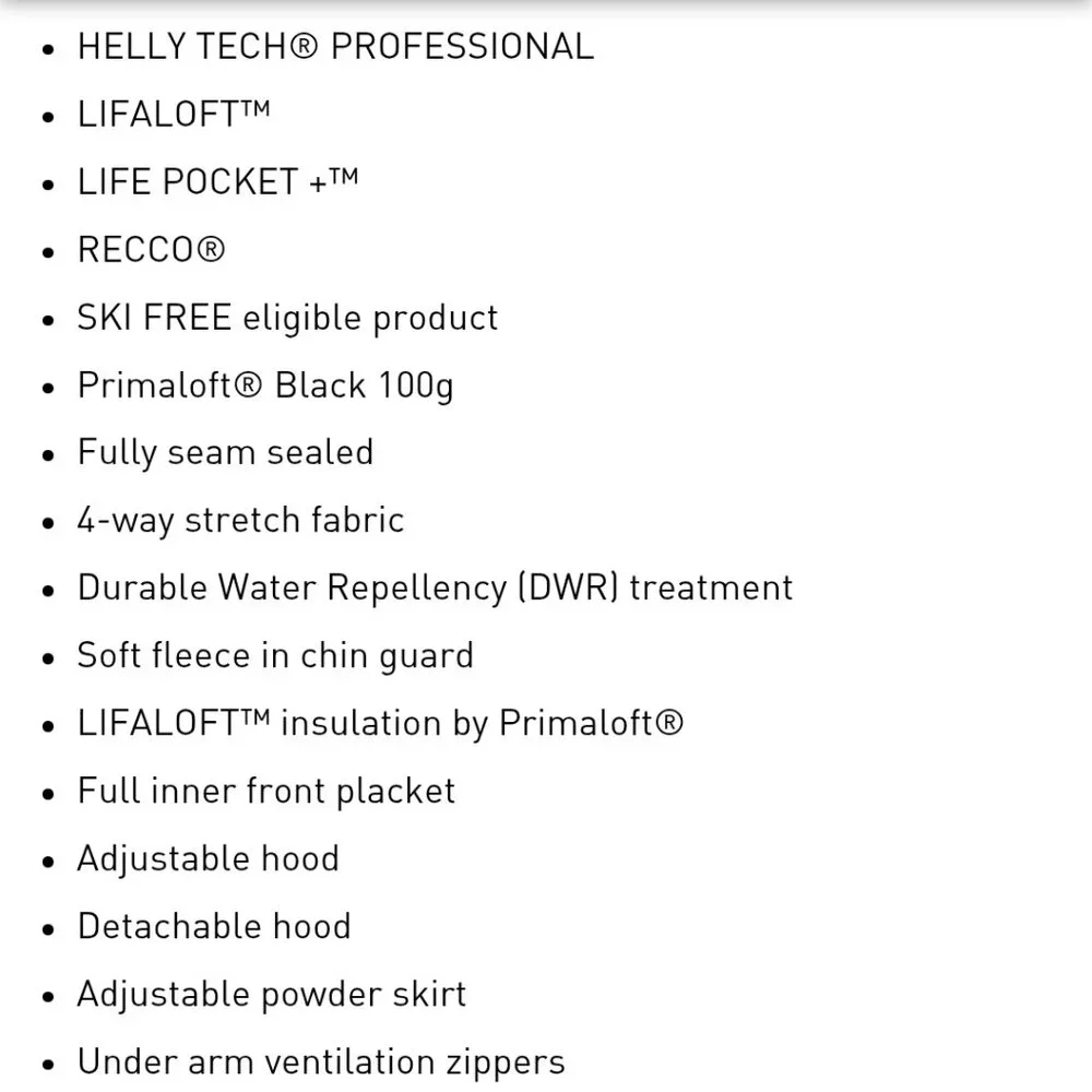 Helly Hansen XS Alphelia Lifaloft Ski Jacket Navy 65676 Waterproof Insulated - Picture 12 of 16